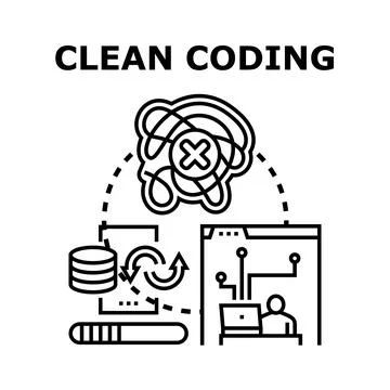 Clean coding concept illustrating software development process Illustrazione stock