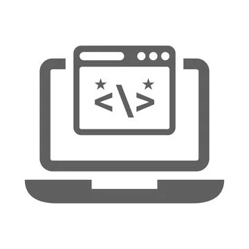 Clean, coding icon. Gray vector graphics. Illustrazione stock