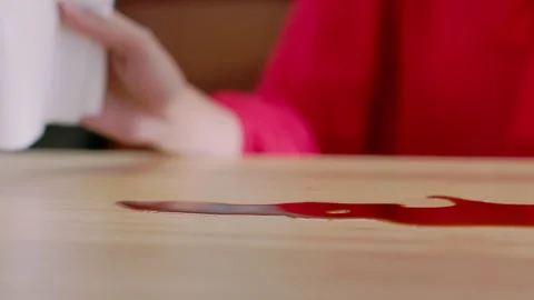 Clean coffee on the wooden table slowmotion Stock-Footage 242829684