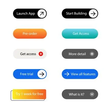 A clean collection of modern call-to-action buttons Stock Illustration