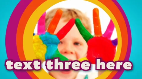Clean Colorful Kids Photo Video Slideshow & Text Titles Bubble Screen HD Gallery Stock After Effects