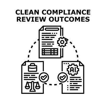 Clean compliance review outcomes process illustration Stock Illustration