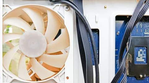 Clean Computer Cooling Fan Inside PC Case Stock Photos