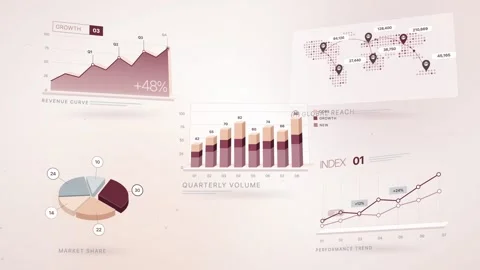 Clean Corporate Infographic Elements Displaying Data And Growth Statistics Stock Footage 348111390