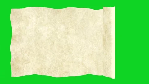 Clean cream paper unrolling action from side revealing animated on green Stock Footage 335216544