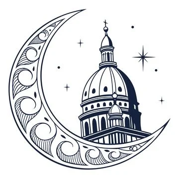 Clean Crescent Moon Pattern Vector Illustration Stock Illustration