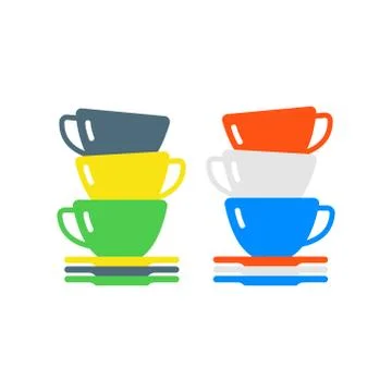Clean cups and dishware vector illustration Illustrazione stock