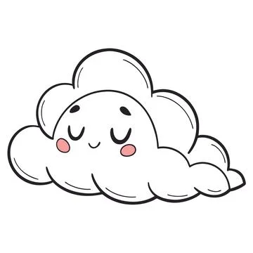 Clean Cute Cloud Flat Vector Design Stock Illustration