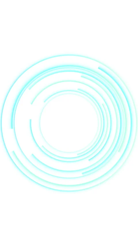 Clean cyan tech ring interface white glowing circles, minimal digital design, an Stock Footage 340413055