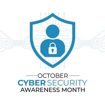 Clean cybersecurity awareness poster with secure user shield and digital pr.. Stock Illustration