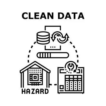 Clean data managing hazard and processing information Illustrazione stock