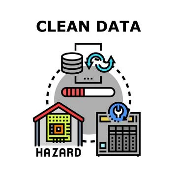 Clean data managing hazard and processing information Illustrazione stock
