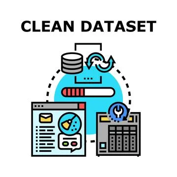Clean dataset processing and data management concept Stock-Illustration