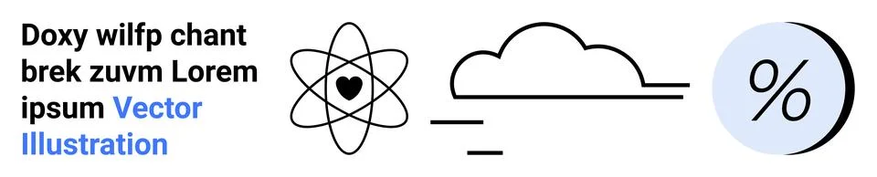 Clean Design Elements Featuring Atom Symbol, Cloud, and Percentage Sign イラスト素材