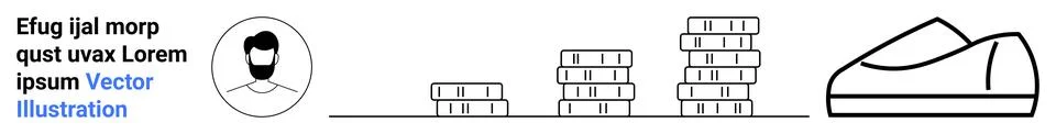 Clean Design Highlighting User Profile, Book Stacks, and Shoe Graphic for M.. Stock Illustration