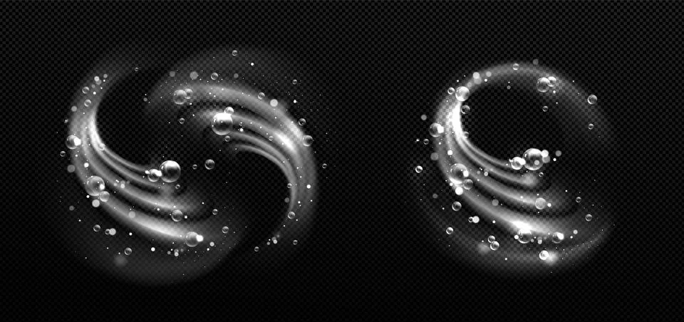 Clean detergent wave and soap swirl, light effect Stock Illustration