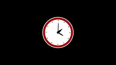 Clean digital clock animation with red border and black hour and minute han.. Stock Illustration