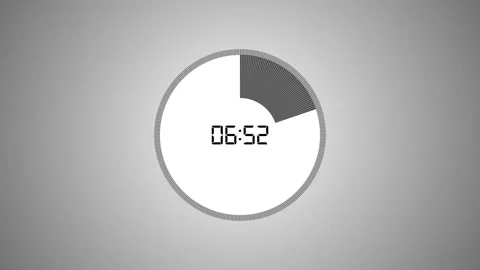 Clean digital timer progress central clock readout, circular scale, gray studio Stock Footage 340564086