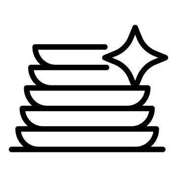 Clean dish stack icon outline vector. Wash label Stockillustratie