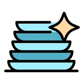 Clean dish stack icon vector flat Stockillustratie