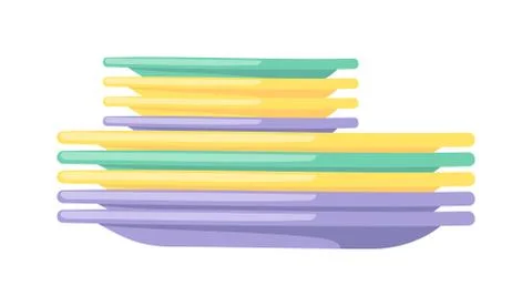 Clean dishes empty dishware kitchen utensil cooking tableware flat vector 스톡 일러스트