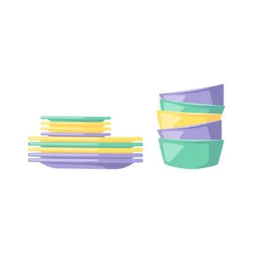 Clean dishware vector illustration 스톡 일러스트
