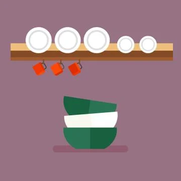 Clean dishware vector illustration 스톡 일러스트