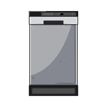 Clean dishwasher kitchen cartoon vector illustration Stock Illustration