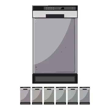 Clean dishwasher kitchen cartoon vector graphic Stock Illustration