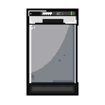 Clean dishwasher kitchen pixel art vector illustration Stock Illustration