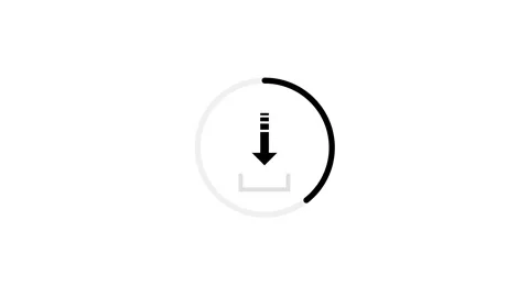 Clean download icon animation frame black arrow, circular progress ring, simple Stock Footage 340454991