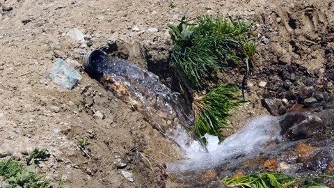 Clean drinking water flows through the pipe in a pressurized manner, Stock Footage 196495263