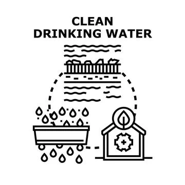 Clean drinking water purification process and supply concept Stock Illustration