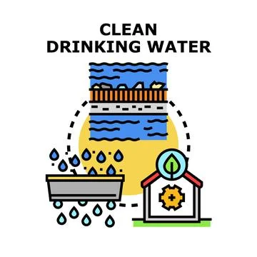 Clean drinking water purification process and supply concept Stock Illustration