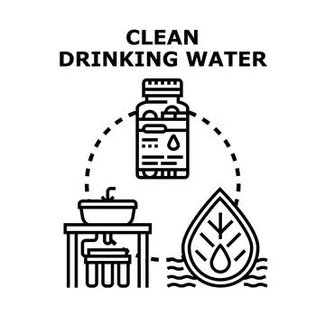 Clean drinking water system and purification concept Illustrazione stock
