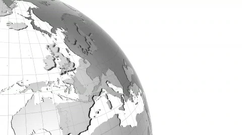 Clean Earth globe with transparent oceans. Zoom to Europe. Stock Footage