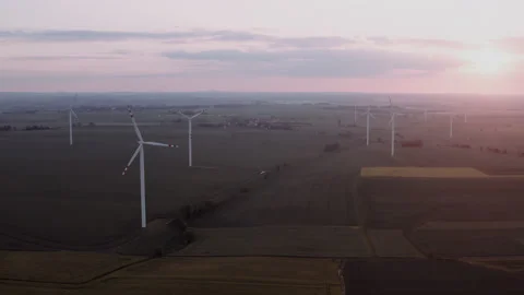 Clean, ecological powers sources. Wind power plants. Stock Footage 149112344