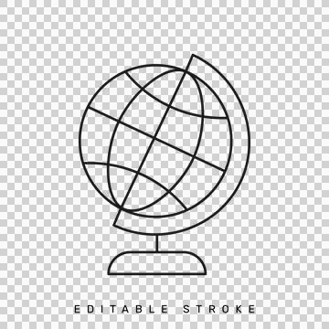 Clean editable stroke world map vector icon. Stock Illustration