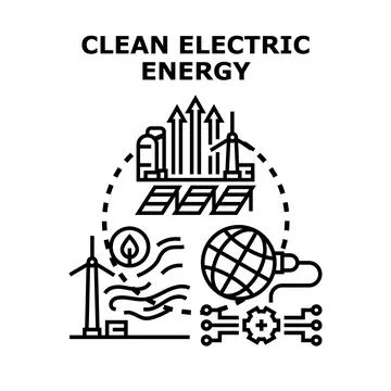 Clean electric energy producing with renewable green technology Stock Illustration