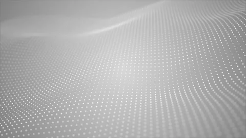 Clean elegant particle waves flowing on gradient light grey and white Stock Footage 307925497