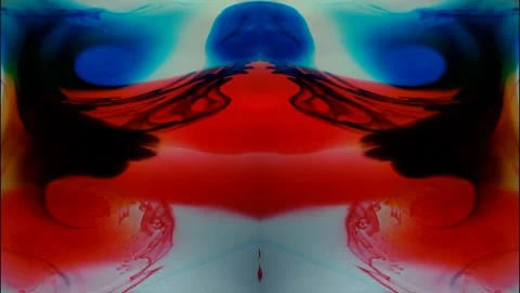 Clean elegant pattern of reds and blues with black tendrils slowly descending. Stock Footage 255902282