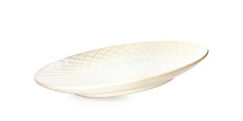 Clean empty ceramic plate isolated on white Stock Photos