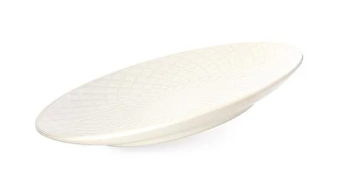 Clean empty ceramic plate isolated on white 스톡 사진