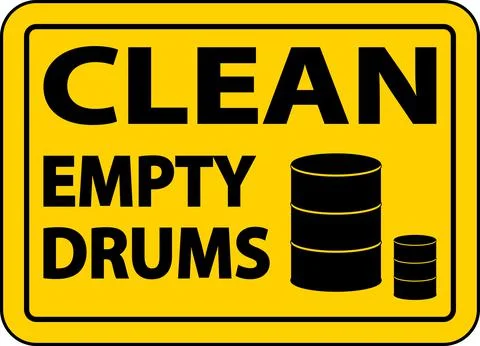 Clean Empty Drums Sign On White Background Illustrazione stock