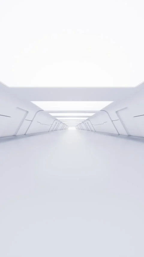 Clean empty futuristic white corridor with bright glowing lights seamless l.. Stock Footage 327248140