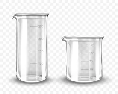 Clean empty laboratory glassware on transparent background. Vector realistic Stock Illustration