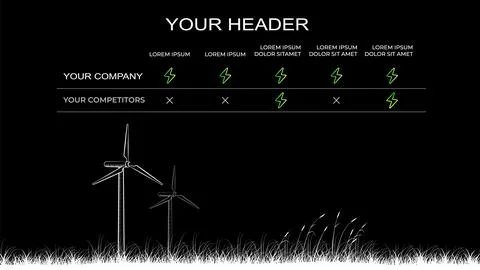 Clean energy comparison chart template 스톡 일러스트