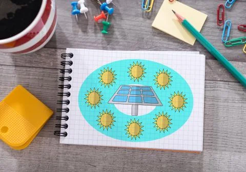 Clean energy concept on a notepad Stock-Fotos