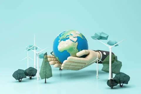 Clean energy concept on World Environment Day or International Day of Forests Stock Illustration