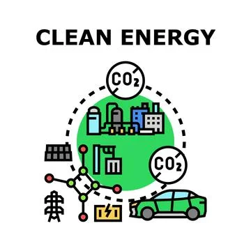 Clean energy environment concept preventing carbon emission Stock Illustration